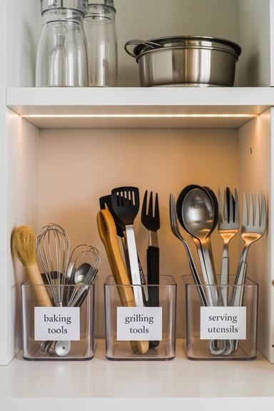 Store Specialty Utensils in Labeled Containers