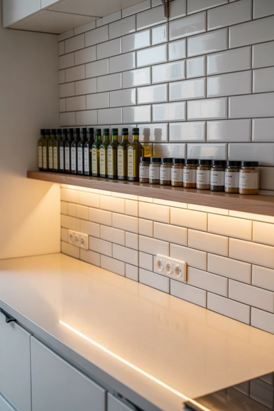 Narrow Backsplash Shelf for Oils and Spices