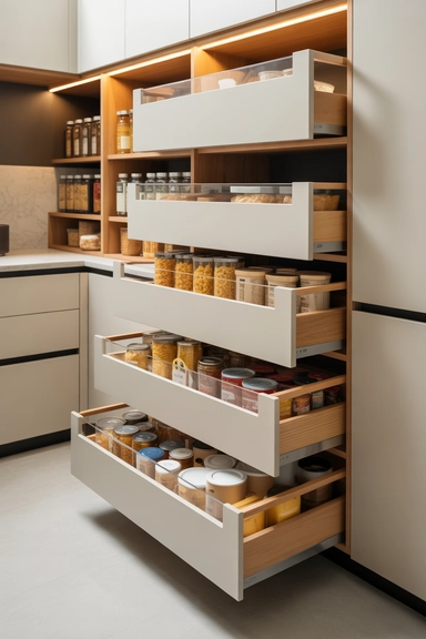 Pantry Drawers That Replace Lower Shelves