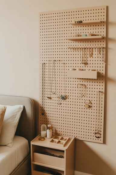21 Pegboard Organization Ideas That Actually Work 18 Pegboard Jewelry Display and Storage