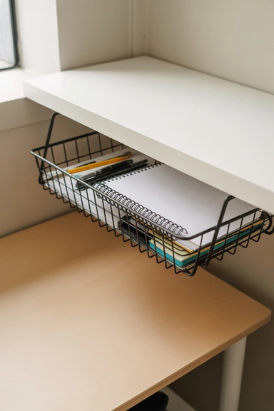 22 Desk Organization Ideas for Small Spaces That Stay Tidy 19 Add Under-Shelf Baskets to Expand Storage