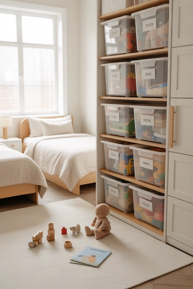 21 Shared Kids Room Organization Ideas That Actually Work 19 Create a Rotation System for Shared Toys