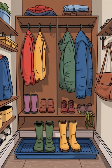 23 Coat Closet Organization Ideas That Actually Work 19 Incorporate a Boot Tray to Protect Your Floors