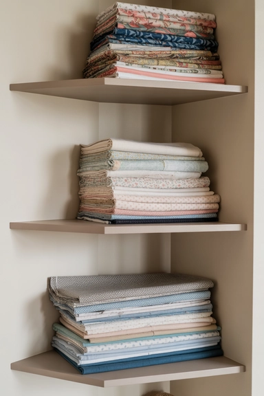 Corner Fabric Shelves That Capture Overlooked Space