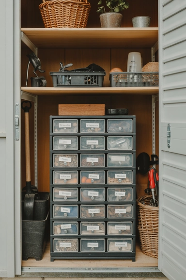 23 Garden Tool Organization Ideas for Garage and Shed Storage 19 Use Drawer Units for Small Tool Accessories