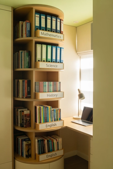 23 Back To School Organization Ideas For Families 19 Rotating Book and Binder Storage