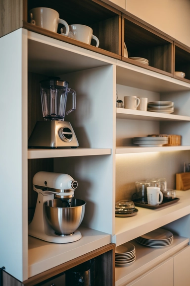 23 Kitchen Shelving Organization Ideas That Reduce Clutter 19 Small Appliance Shelf Boundaries That Prevent Spread