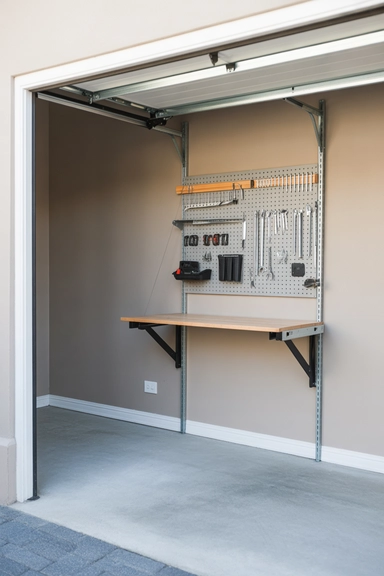 22 Garage Wall Storage Ideas That Free Up Floor Space 19 Wall-Mounted Fold-Down Workbenches