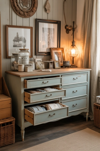 21 Vintage Craft Room Ideas for a Cozy Creative Space 20 Antique Dressers for Multi-Purpose Storage