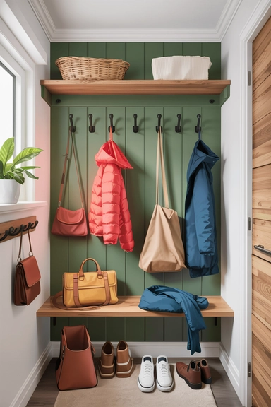 23 Coat Closet Organization Ideas That Actually Work 20 Utilize Vertical Hooks and Peg Rails for Extra Hanging Space