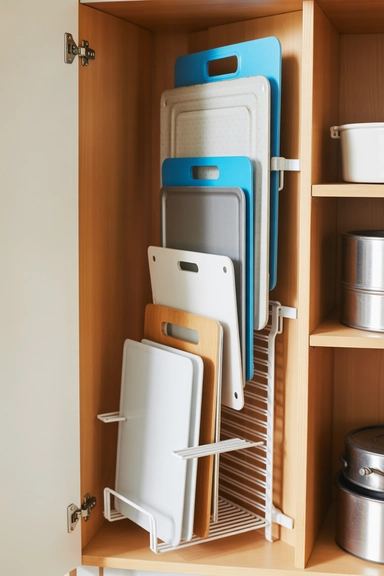 23 Under $20 Kitchen Organizer Ideas for Small Kitchens 20 Baking Sheet and Cutting Board Organizers