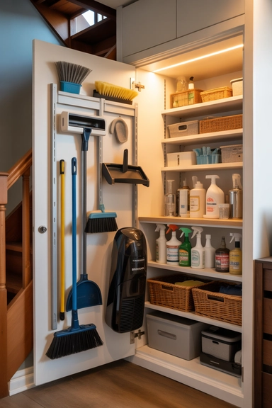 21 Under Stairs Storage Ideas That Turn Dead Space Useful 20 Cleaning Supply Storage With Easy Access