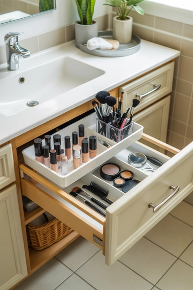 Contained Makeup and Hair Tool Storage