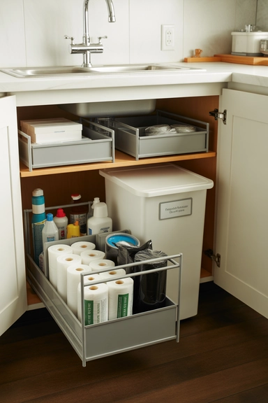 Hidden Storage for Trash Bags and Refills