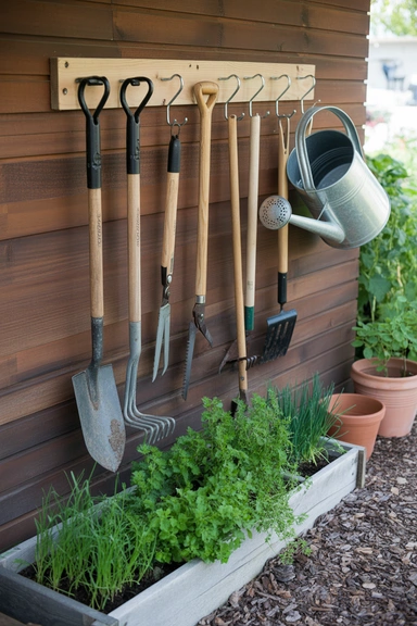 23 Garden Tool Organization Ideas for Garage and Shed Storage 20 Install Outdoor Wall Hooks Near Work Areas