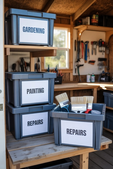 21 Shed Storage Organization Ideas That Keep Tools Visible 20 Portable Bin System for Project-Based Storage