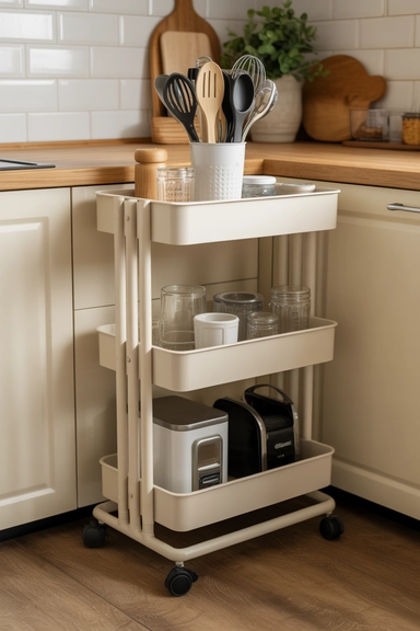  Use a Rolling Kitchen Cart for Extra Storage