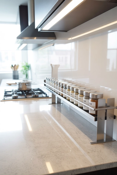 Spice Rail Storage That Frees Up Prep Space
