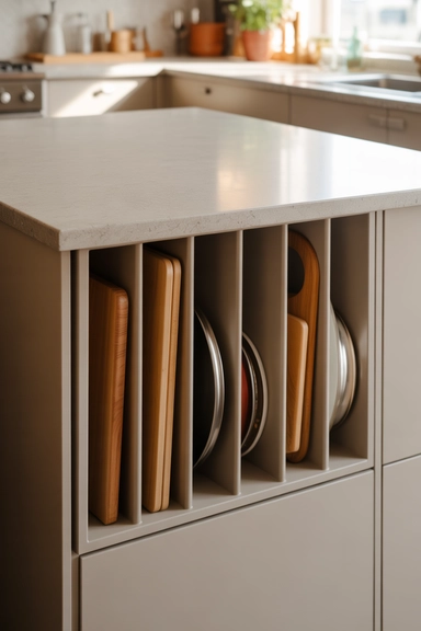 Vertical Tray Storage for Cutting Boards and Lids