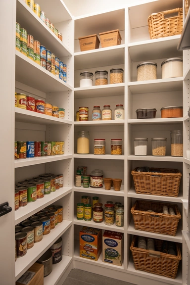 Walk-In Pantry Shelving With Zoned Layout Planning