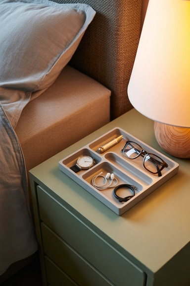 Add a Bedside Organizer Tray for Small Essentials