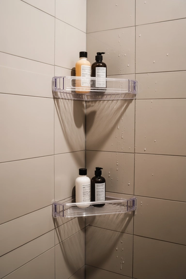 Adhesive Corner Shelves That Stay Light and Minimal