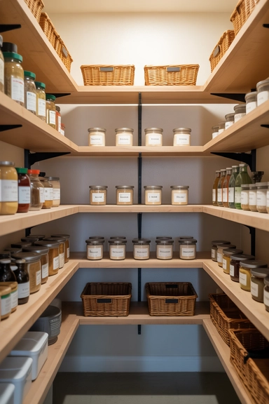 Floating Shelves That Open Up Narrow Pantry Walls
