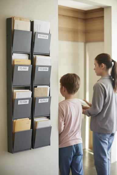 22 Family Command Center Ideas That Organize Daily Life 3 Mail Sorting Station with Action Categories