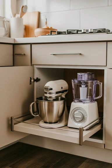Pull-Out Appliance Shelves That Reduce Heavy Lifting