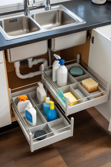 Pull-Out Drawers That Work Around Plumbing