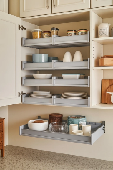 22 Amazon Kitchen Cabinet Organizer Ideas for Homes 3 Stackable Cabinet Organizers for Adjustable Shelf Spaces