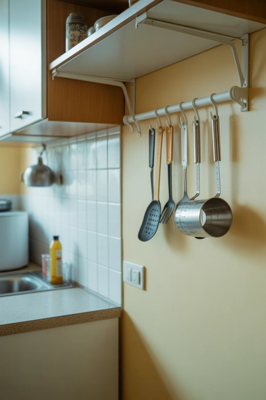 21 Small Kitchen Organization Ideas for Apartments That Actually Work 3 Use Removable Wall Storage Instead of Drilling