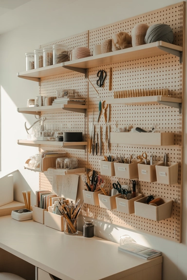 23 Hobby Room Design Ideas for Small Spaces That Maximize Every Inch 3 Use Vertical Storage to Expand a Small Creative Space