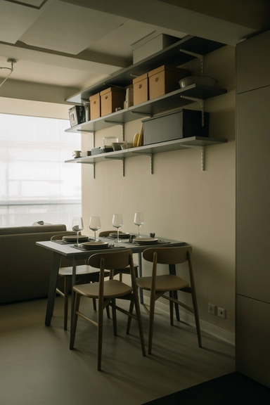21 Small Dining Room Storage Ideas That Maximize Space 3 Wall-Mounted Storage That Lifts Items Off the Floor