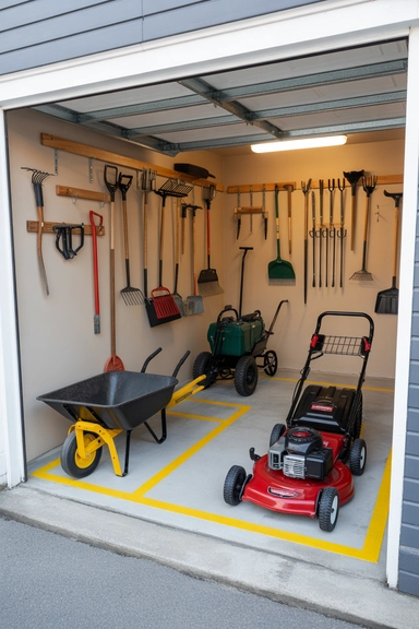 21 Shed Storage Organization Ideas That Keep Tools Visible 21 Floor-Level Heavy Equipment Zone
