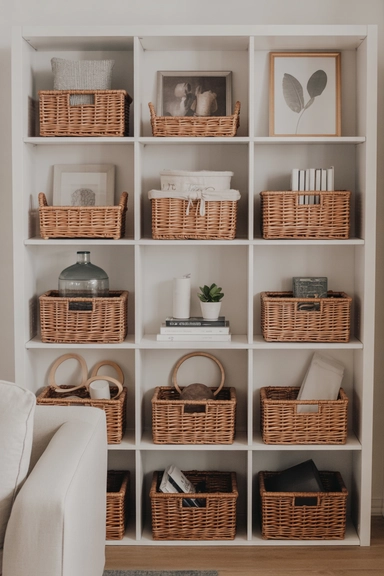 Open Shelf Baskets That Reduce Visual Clutter