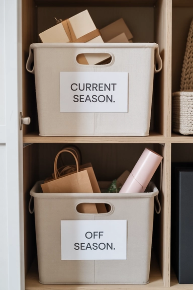 21 Gift Wrap Storage Ideas That Keep Supplies Organized 21 Seasonal Rotation Storage Strategy