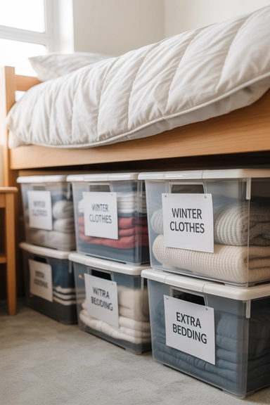 21 Dorm Room Organization Ideas That Maximize Small Spaces 21 Store Seasonal and Less-Used Items Separately