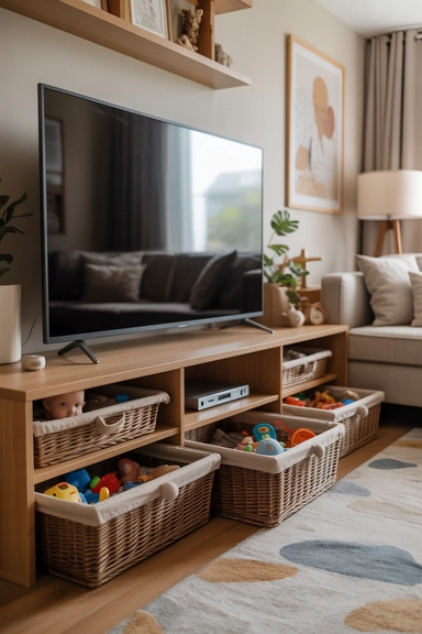 21 TV Stand Storage Ideas That Hide Everyday Mess 21 TV Stands With Integrated Toy Storage for Family Rooms