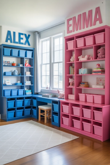 22 Kids Room Storage Ideas That Keep Toys Under Control 22 Create Shared Storage Systems for Multiple Children