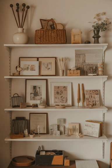21 Vintage Craft Room Ideas for a Cozy Creative Space 22 Personal Display Shelves for Finished Projects