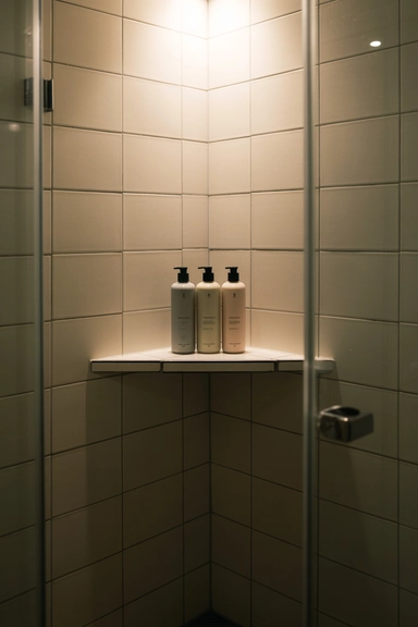 Hidden Corner Shelf That Stays Out of the Standing Zone