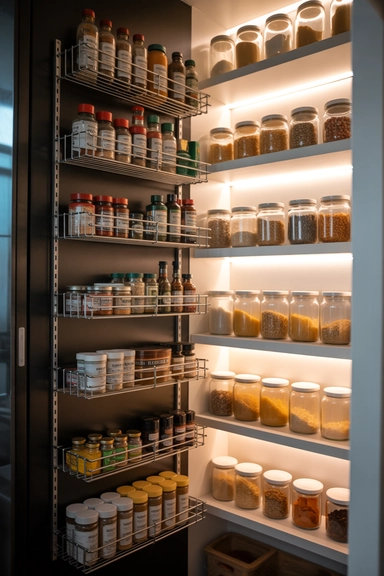 Vertical Pantry Storage That Uses Door and Wall Space