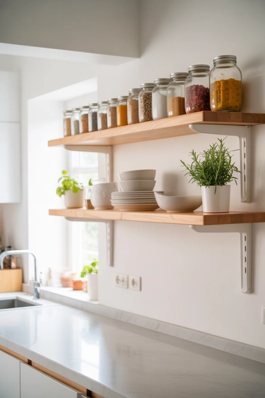 23 Under $20 Kitchen Organizer Ideas for Small Kitchens 22 Wall-Mounted Shelves for Extra Kitchen Storage
