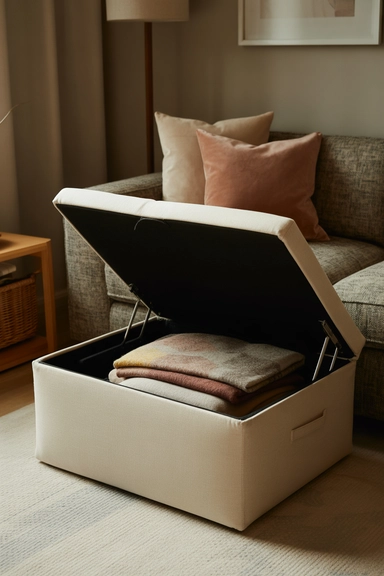 25 Small Living Room Storage Ideas That Reduce Visual Clutter 23 Storage Poufs That Double as Seating and Hidden Space