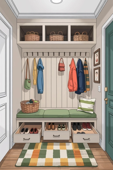 23 Coat Closet Organization Ideas That Actually Work 24 Incorporate a Built-In Bench with Hidden Storage