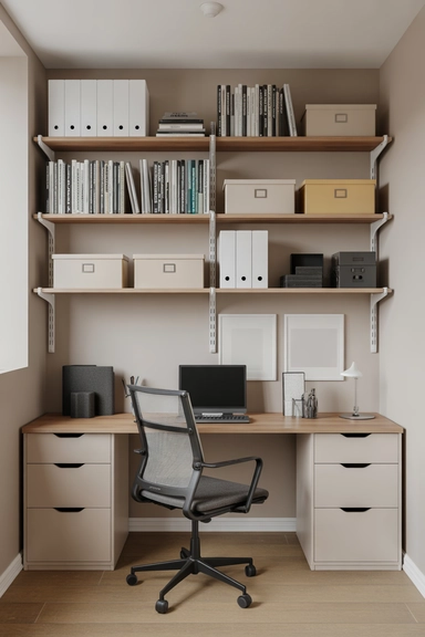 Home Office Storage Ideas That Keep Workspaces Clear 4 Add Wall Shelves for Books and Files