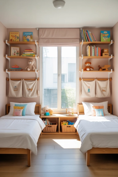 21 Shared Kids Room Organization Ideas That Actually Work 4 Maximize Vertical Space With Wall Storage