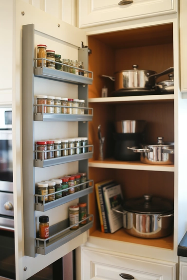 Door-Mounted Spice Racks for Narrow Cabinets