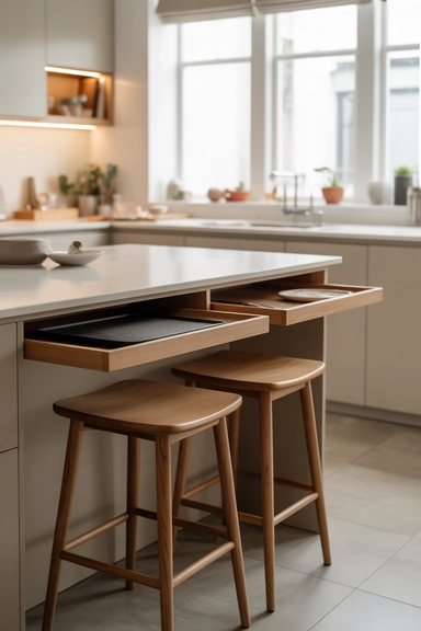 Storage Under the Seating Overhang